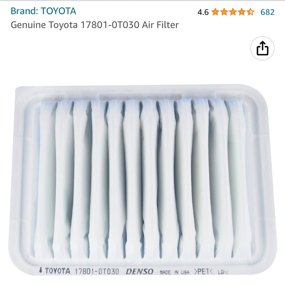 Genuine Toyota 17801-0T030 Air Filter